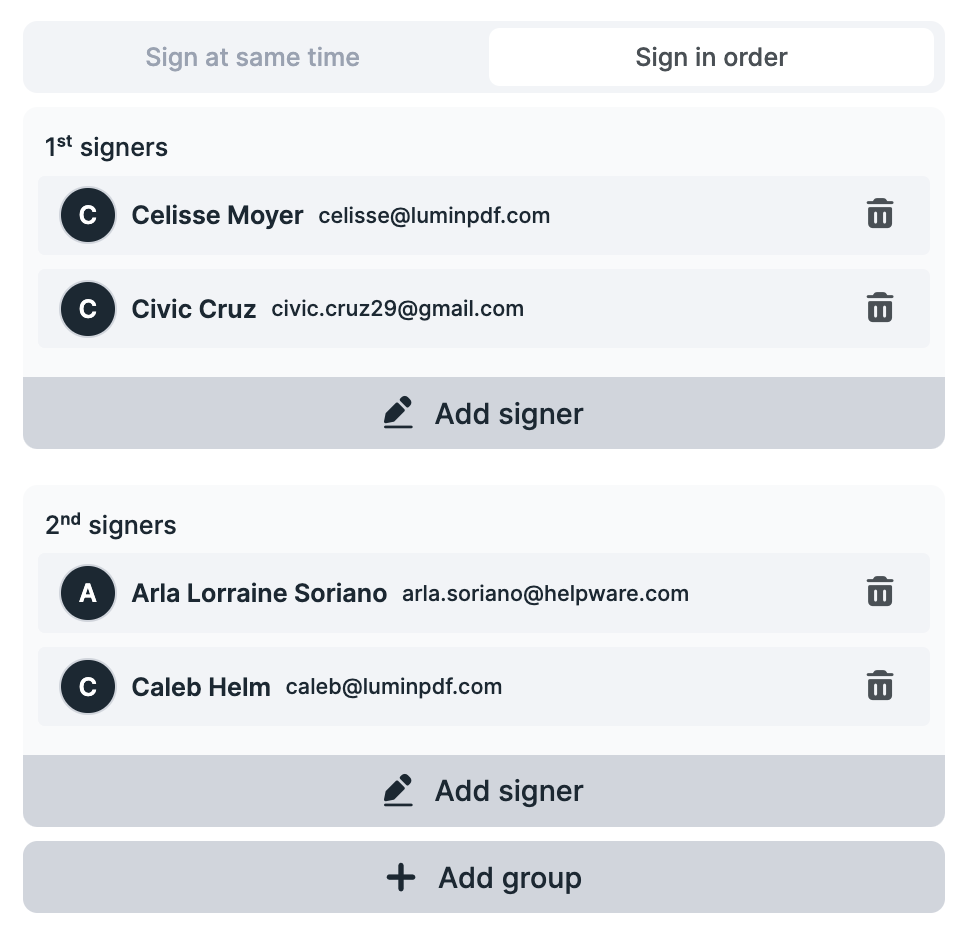 How do I set a signing order?