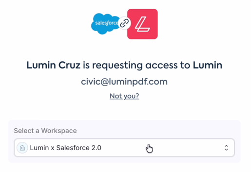 Lumin Sign Salesforce_Select Workspace