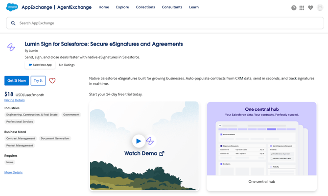 Lumin Sign in App Exchange