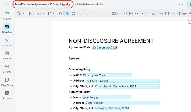 PDF - Rename template
