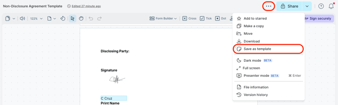 PDF - Save as template