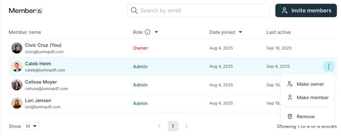 Remove member more options