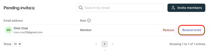 Resend invite 3