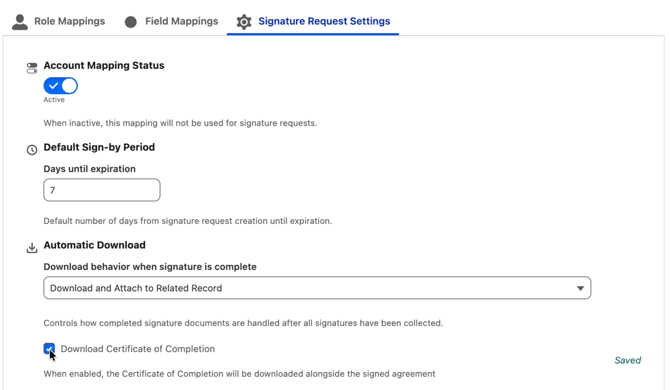 Sig Request Settings