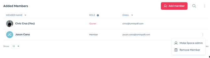 Transfer Space ownership 2